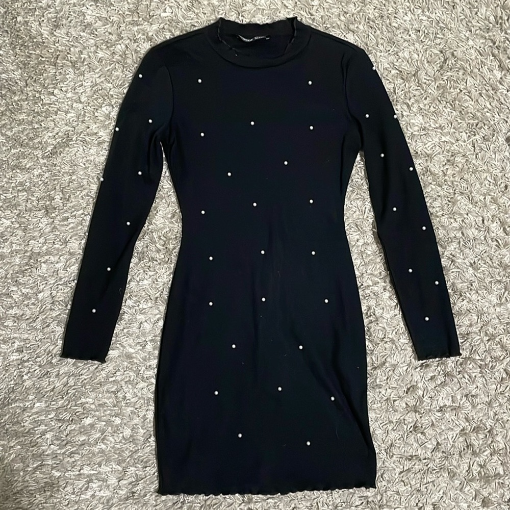 Pearl dotted black bodycon dress SHEIN XS